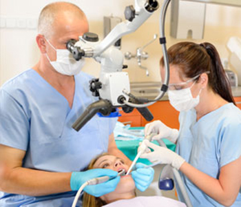Woman at dentist surgery having dental checkup