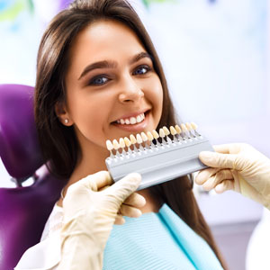 Beautiful European woman smile with healthy teeth whitening